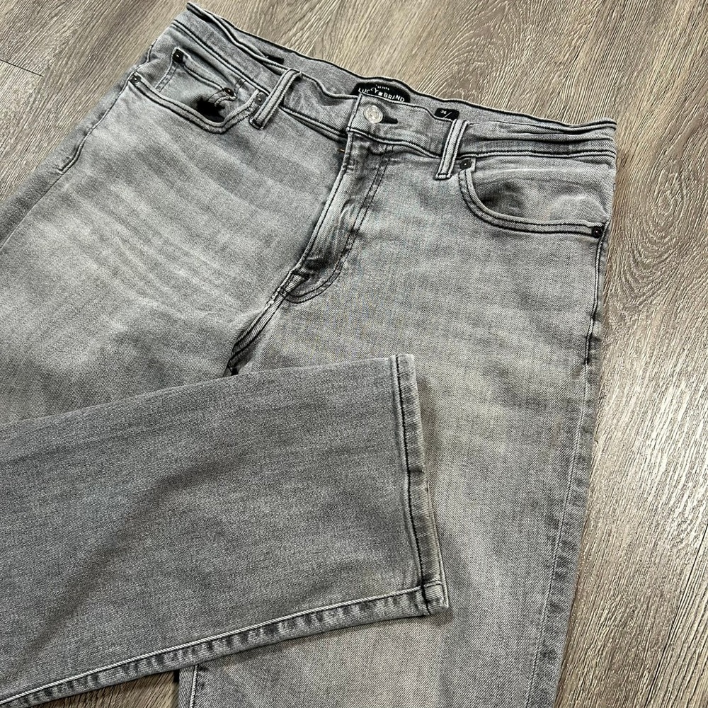 Lucky Brand 221 Straight Jeans 36x32 (Fits 34X32) Black Denim Pants Mens